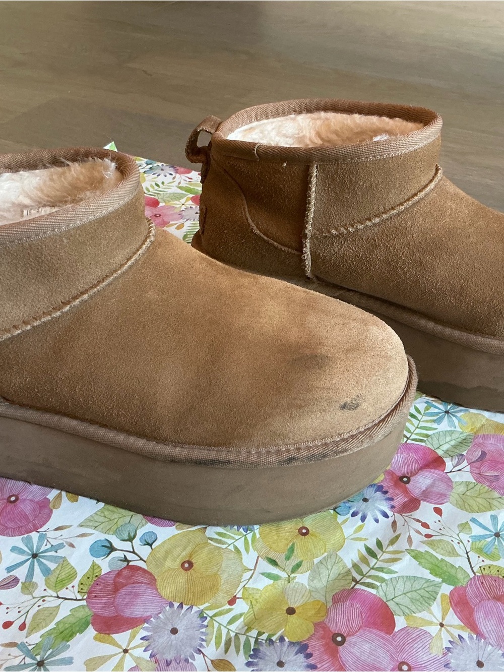 chestnut ultra mini platform UGGS